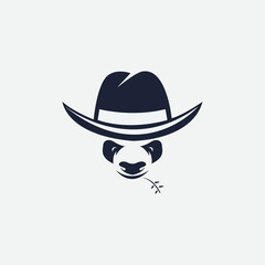 panda logo design using hat