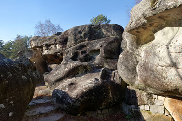 Rocky chaos in the Gorges of Franchard. Fontainebleau forest