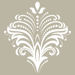 Floral pattern with arabesques. Abstract oriental white ornament. Vintage classic pattern