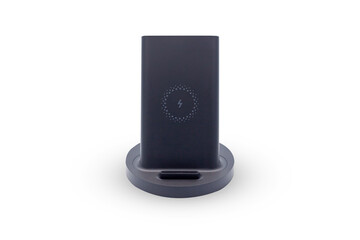 Obraz premium Black wireless charger isolated on white background