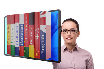 Online language learning with businesswoman