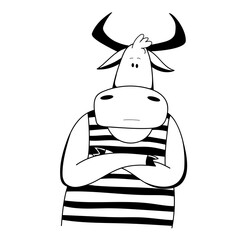 Vector Ox. Hand drawn cute cow.