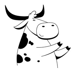 Vector Ox. Hand drawn cute cow.