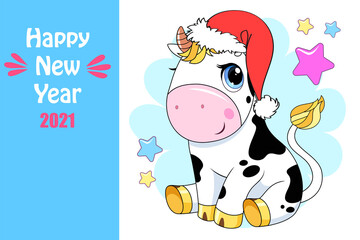 Vector Ox. Hand drawn cute cow.