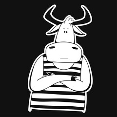 Vector Ox. Hand drawn cute cow.