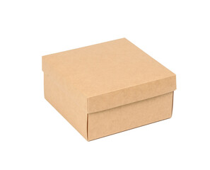 square brown cardboard box isolated on white background