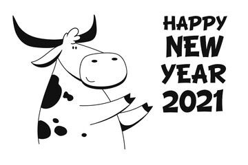 Vector Ox. Hand drawn cute cow