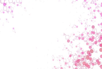 Light Purple, Pink vector backdrop with lines, circles, rhombus.
