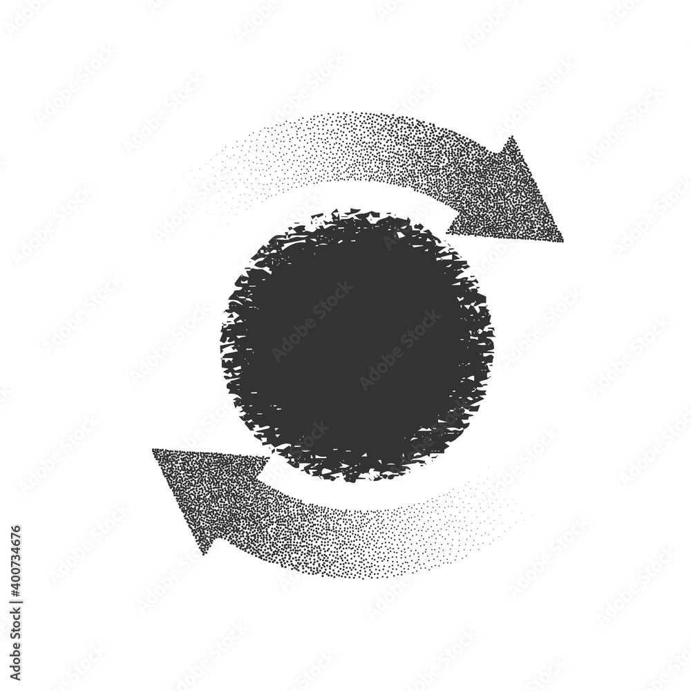 Poster Loader icon. Arrow noise. Vector circle button. An object on an isolated white background.