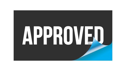 APPROVED text written on black blue sticker.