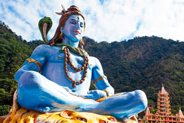 Statue of Lord Shiva on the Ganga river bank in Rishikesh