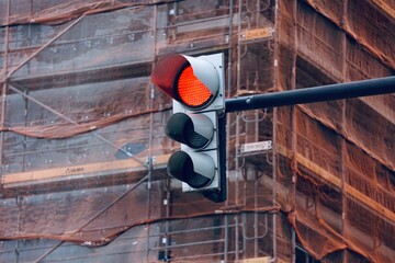 traffic light on the street in Bilbao city, Spain