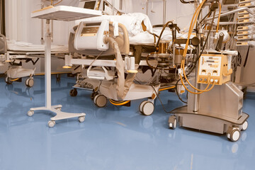 Sophisticated medical equipment in the hospital critical care unit. Health technical background