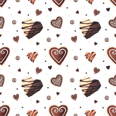 watercolor seamless pattern with hearts