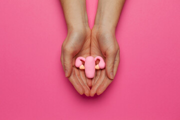 Female uterus. Gynecological examination, infertility treatment. Reproductive system diseases. - obrazy, fototapety, plakaty