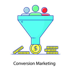 
Trendy flat outline icon of conversion marketing 
