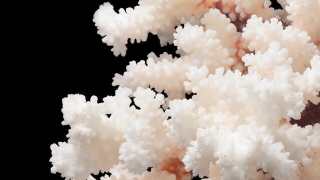 Rotating dry white corals on a dark background.