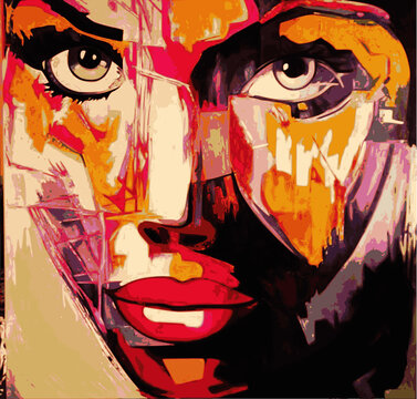 Abstrakcyjny wielokolorowy portret kobiety ilustracja.