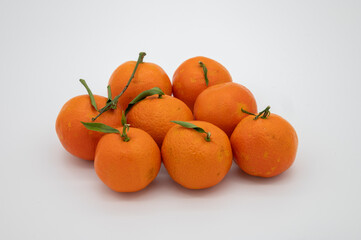 Fototapeta na wymiar fresh orange bio madarin o white background