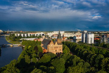 Fototapeta na wymiar The Cathedral of Kaliningrad, Russia, view from drone