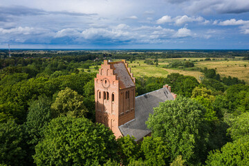 The old abandoned Prussian church in Domnovo village, Kaliningrad, Russia