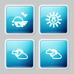 Set line Sunset, , and cloud weather and icon. Vector.