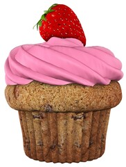 Cupcake Strawberry Cream 3D Render