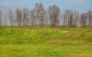 Bagration fleches at Borodino field near Borodino village. Russia