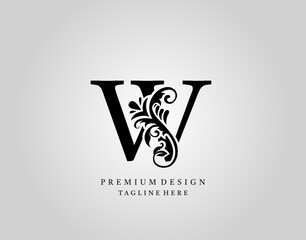 Luxury Monogram Letter W logo design, elegant floral ornate alphabet design vector.
