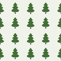 Seamless pattern for new year and Christmas. Spruce on a green background. Background for wrapping paper. Printing on fabric and clothing.