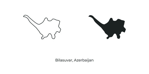 Simple vector illustration of map Bilasuvar, Azerbaijan. Linear and filled style Bilasuvar map vector illustration