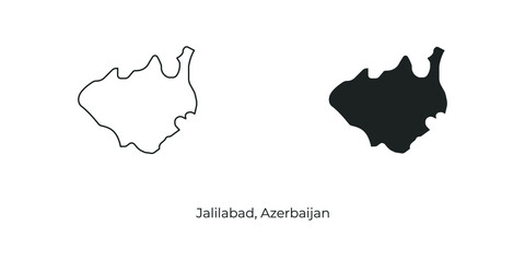 Simple vector illustration of map Jalilabad, Azerbaijan. Linear and filled style Jalilabad map vector illustration