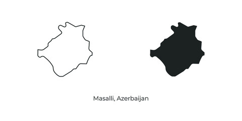 Simple vector illustration of map Masalli, Azerbaijan. Linear and filled style Masalli map vector illustration