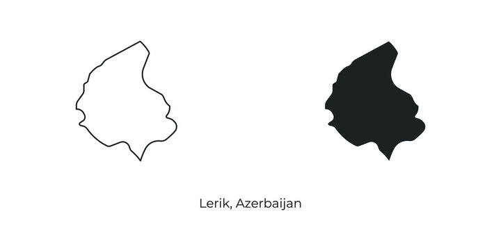Simple vector illustration of map Lerik, Azerbaijan. Linear and filled style Lerik map vector illustration