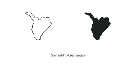 Simple vector illustration of map Samukh, Azerbaijan. Linear and filled style Samukh map vector illustration