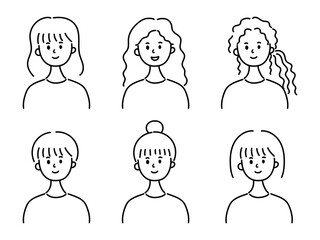 Set of smiling women, vector illustration