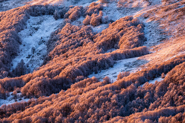 An unique sunset in the mountains. Szeroki Wierch. Bieszczady National Park. Carpathian Mountains. Poland