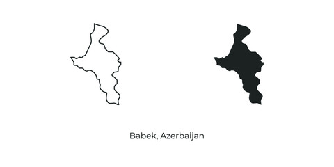 Simple vector illustration of map Babek, Azerbaijan. Linear and filled style Babek map vector illustration