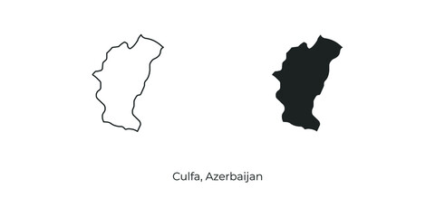 Simple vector illustration of map Culfa, Azerbaijan. Linear and filled style Culfa map vector illustration