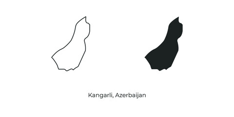 Simple vector illustration of map Kangarli, Azerbaijan. Linear and filled style Kangarli map vector illustration