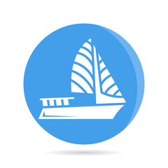 ship, boat, yacht in blue circle background vector	
