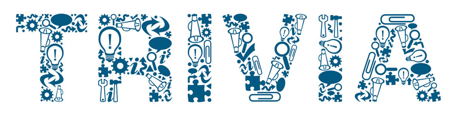 Trivia Text Filled With Symbols Blue
