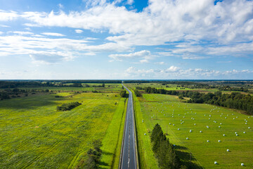 Aerial view of the highway, summertime
