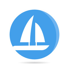 ship, boat, yacht in blue circle background vector	
