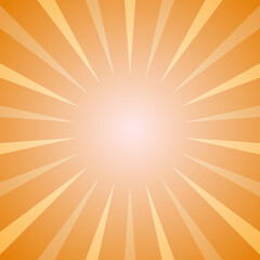 Sunlight rays background. Bright orange color burst background. Vector illustration.