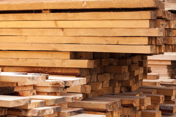 Wooden planks, lining, boards for construction works