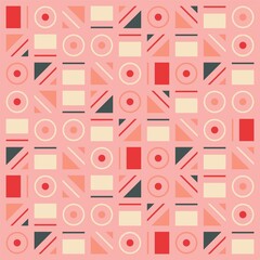 Beautiful of Colorful Seamless Pattern with Circles and Square, Repeated, Abstract, Illustrator Pattern Wallpaper. Image for Printing on Paper, Wallpaper or Background, Covers, Fabrics