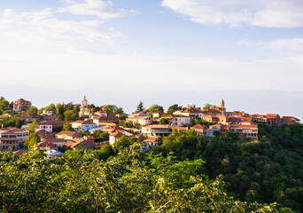Fototapeta na wymiar Panoramic view of Sighnaghi city of love in Georgia. Travel destination concept.