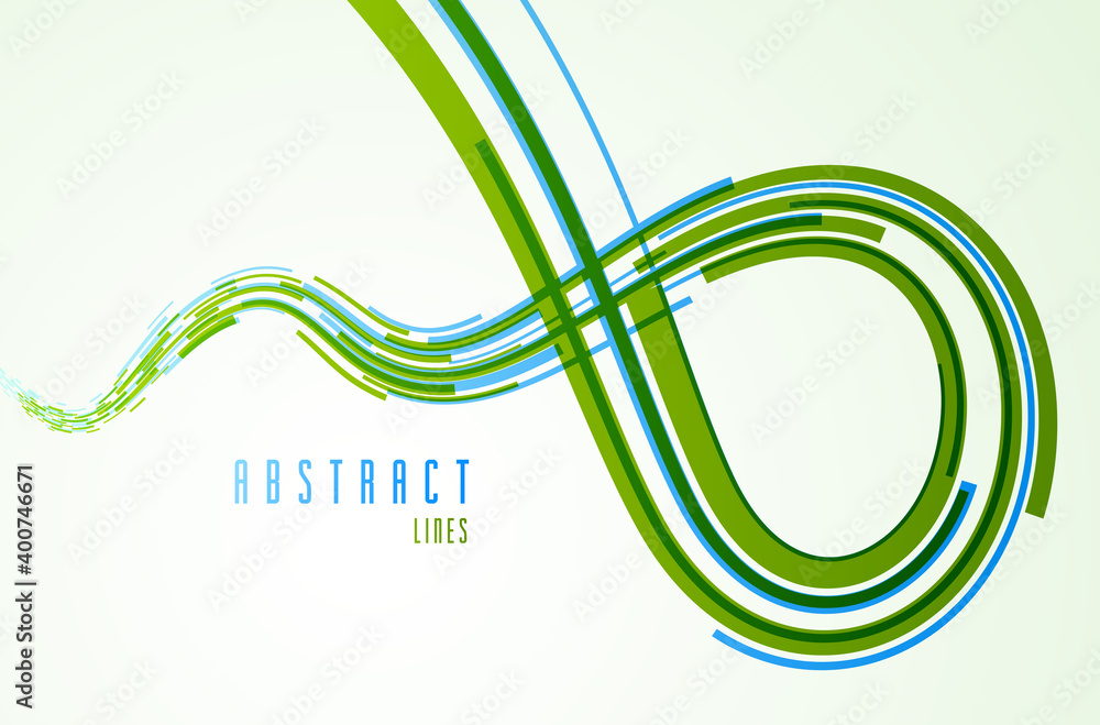 Aufkleber abstract lines vector background, 3d dynamic motion stripes, technology or science theme abstraction
