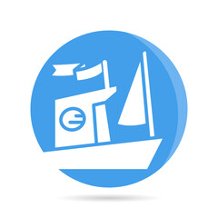 ship, sailing boat , vessel icon blue circle button